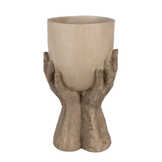 Flowerpot Beige, Polyresin 22x19x37 cm